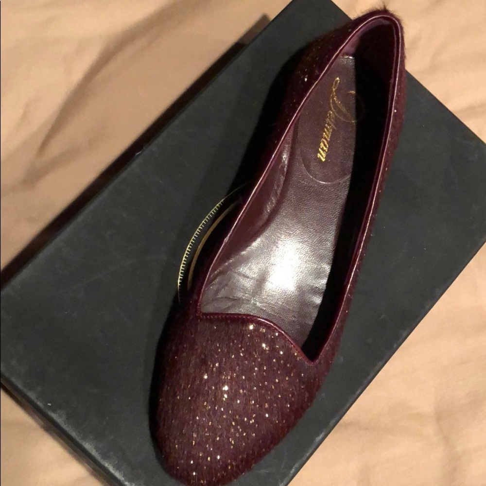 Delman moccasins in purple hair